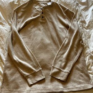 George Beige Thermal Buttoned Henley NWT